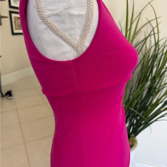 Express Hot Pink Size 0 Dress Ruched Square Neck Mini Dress Sheath Bodycon Zip - Picture 4 of 8